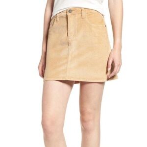 Current/Elliott The 5-Pocket Cotton-Blend Corduroy Mini Skirt in Barley